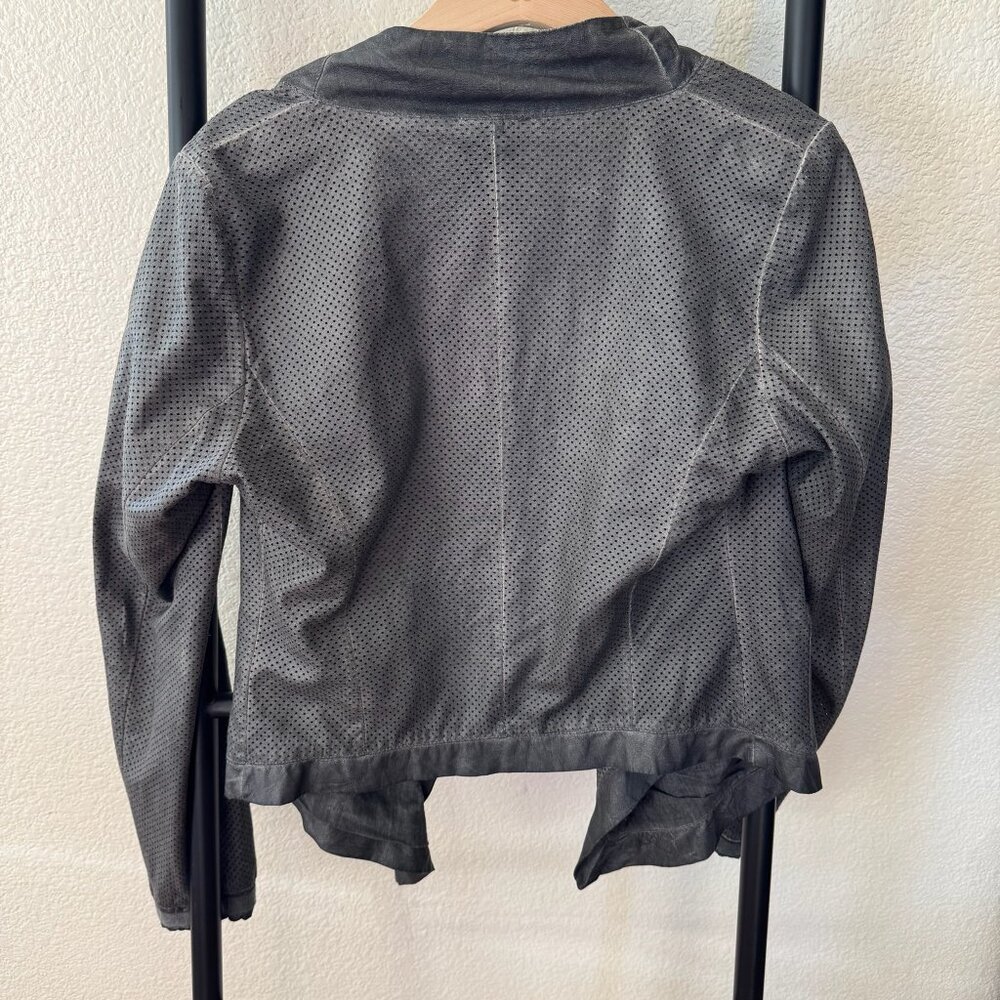BLACK by K&M Charcoal Gray‎ Perforated Asymmetrical Moto Jacket Size 40 (Small) - Picture 6 of 6